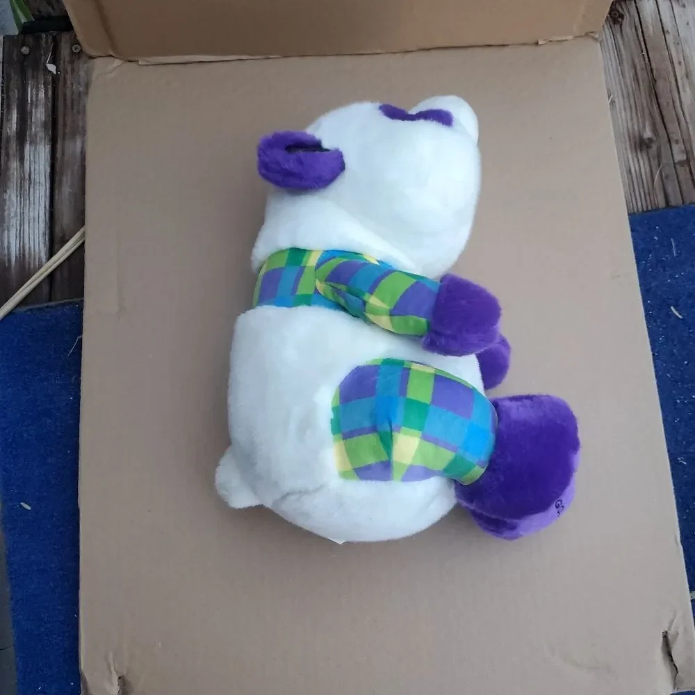 Legoland Purple Panda Plush – Aurora 12” Stuffed Animal with Plaid Shirt